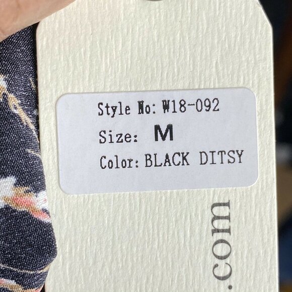 Anama Women's Black V Neck Balloon‎ Sleeve Floral Ditsy Print Wrap Top SZ M - Picture 10 of 12